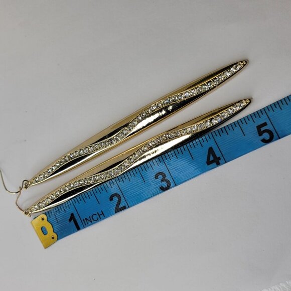 5" Gold and Crystal Chandelier Earrings Hook Chandelier Earrings Statement Hooks - Picture 6 of 8